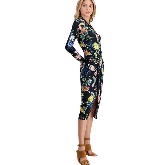 RACHEL Rachel Roy Bret Jersey Dark Floral Dress Size Large Stretch - Picture 9 of 12